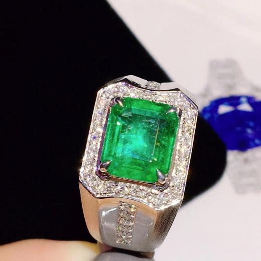 【祖母绿18k金男戒】n-主石2.88克拉 钻石0.51克拉 金8.