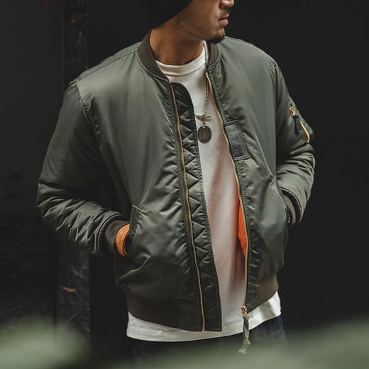 马登工装 美式复古二战军绿色MA-1飞行夹克短款保暖加厚棉衣男潮 商品图2