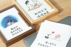 小林漫画桌面摆件宣纸装饰画 “等一朵花开”，”好好生活“等