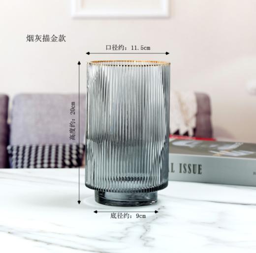 北欧轻奢描金竖纹玻璃花瓶-1220竖条 商品图5