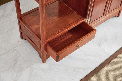 红桥红  家具严选  缅甸花梨（大果紫檀）  【198明式带柜门博古架】 商品图8