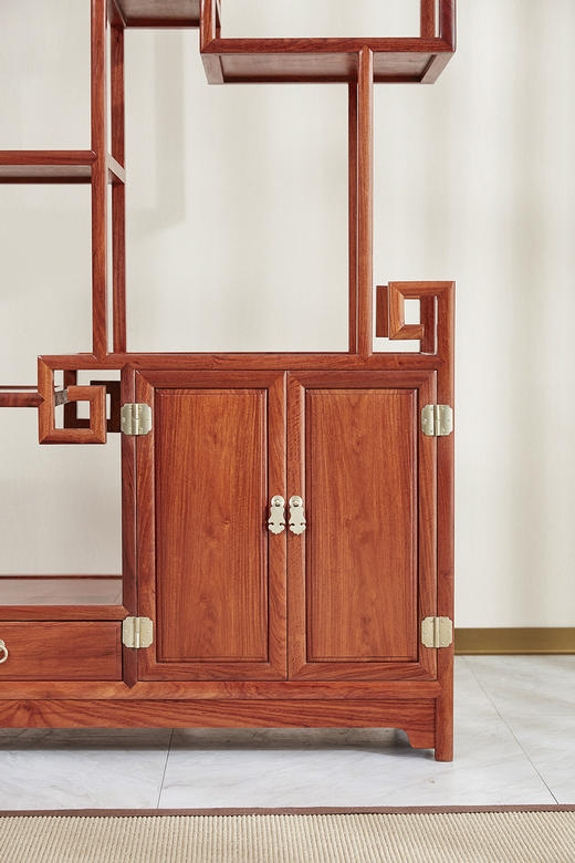 红桥红  家具严选  缅甸花梨（大果紫檀）  【198明式带柜门博古架】 商品图6