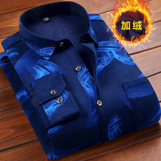 PDD-YCFS201024新款男士时尚气质翻领长袖加绒加厚保暖衬衣TZF 商品图2
