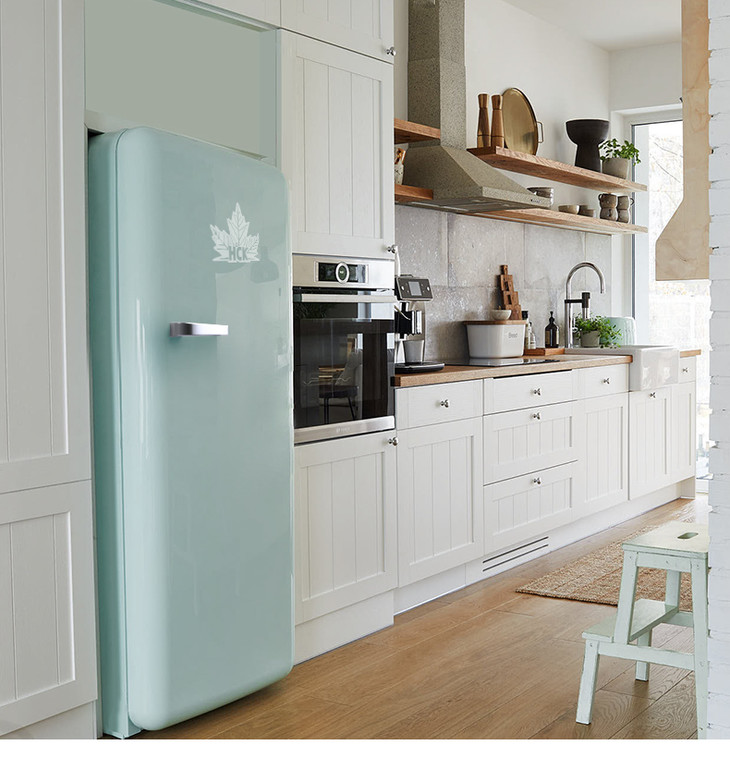 hck哈士奇bc130gga单门冷藏冷冻红色彩复古冰箱厨房家用办公室