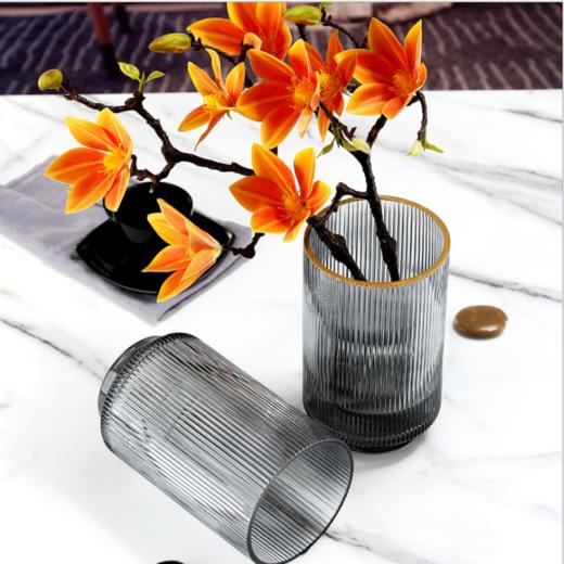 北欧轻奢描金竖纹玻璃花瓶-1220竖条 商品图2