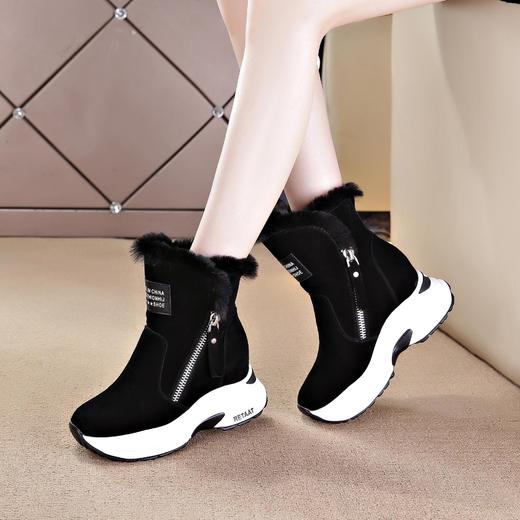 QX-8289双拉链真皮雪地靴子女2020冬季新款加绒马丁靴厚底防滑毛毛短靴 商品图1