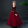 YZF-X0018儿童长款礼服裙加绒长袖公主裙长裙女童钢琴表演出服 商品缩略图3