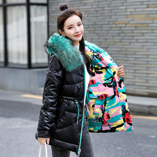 WZNH-BBL3612冬季新款时尚宽松舒适两面穿大毛领连帽羽绒棉棉衣 商品图2