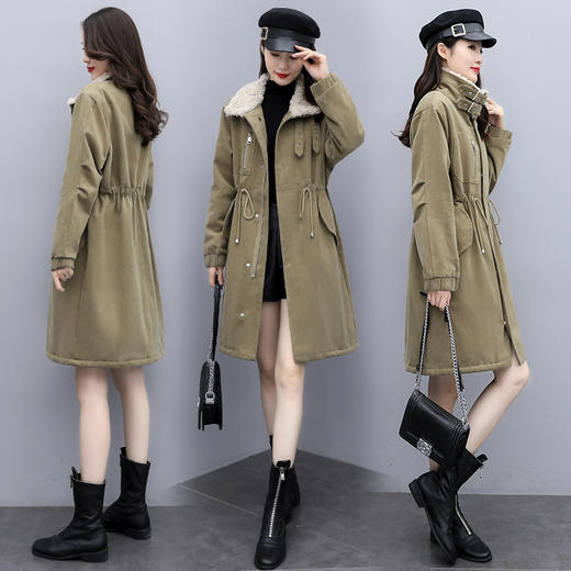 WZNH-MUBO7510冬季新款简约时尚腰部抽绳舒适优雅中长款加绒保暖派克服 商品图0