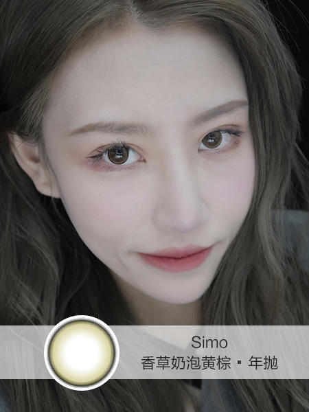 Simo | 年抛 | 香草奶泡黄棕 | 14.0mm | 适中放大圆环无辜 商品图0