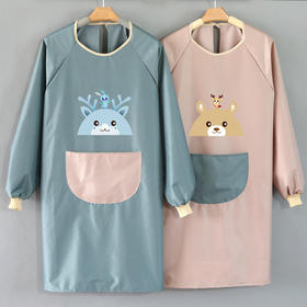 【厨房长袖加厚围裙】韩版可爱时尚可擦手工作服 防水防油卡通做饭围裙