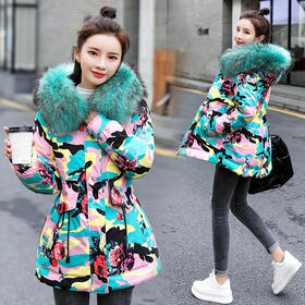 WZNH-BBL3612冬季新款时尚宽松舒适两面穿大毛领连帽羽绒棉棉衣