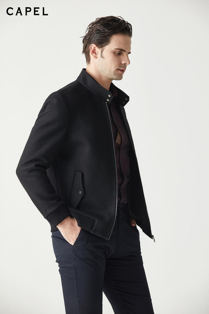 capel卡博尔男装 时尚立领茄克jkq8911