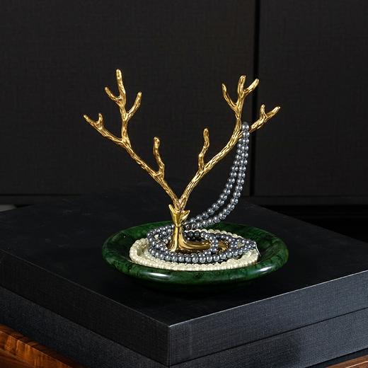 铜鹿摆盘 铜+大理石 轻奢客厅茶几梳妆台摆件 时尚 精美 商品图2