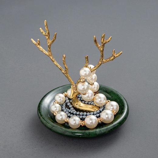 铜鹿摆盘 铜+大理石 轻奢客厅茶几梳妆台摆件 时尚 精美 商品图1