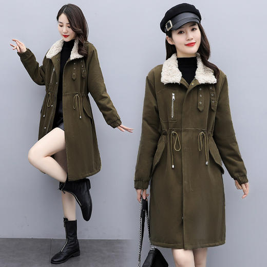 WZNH-MUBO7510冬季新款简约时尚腰部抽绳舒适优雅中长款加绒保暖派克服 商品图2