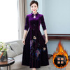 AHM-myf8961改良旗袍加绒加厚金丝绒复古连衣裙 商品缩略图3