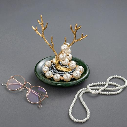 铜鹿摆盘 铜+大理石 轻奢客厅茶几梳妆台摆件 时尚 精美 商品图0