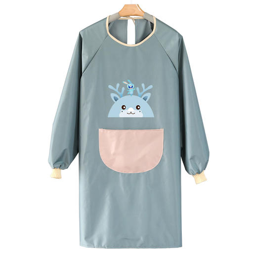 【厨房长袖加厚围裙】韩版可爱时尚可擦手工作服 防水防油卡通做饭围裙 商品图4