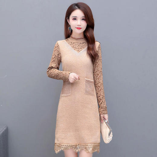 YWE-MX20B9825大码气质减龄长袖蕾丝连衣裙 商品图2