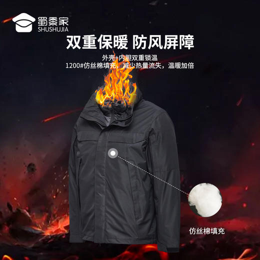 【三合一保暖防风冲锋衣】冬季加绒保暖棉衣外套 商品图3