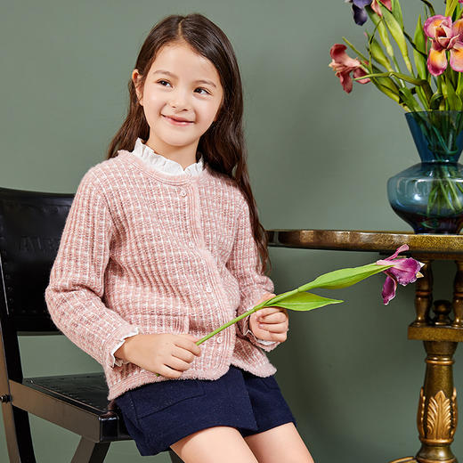 METTE羊绒世家童装羊绒外套2020秋冬女宝加厚保暖针织开衫小外套 商品图2