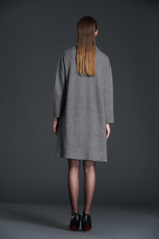 展厅【伯妮斯茵】时尚毛呢大衣织花围巾领153EC526 商品图2