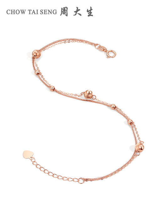 【特价秒杀】周大生18K金手链女双层猫眼砂圆珠O字链肖邦链手饰 商品图4