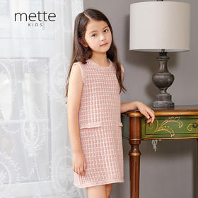 METTE羊绒世家童装无袖连衣裙2020秋冬新品中长款针织圆领套头衫