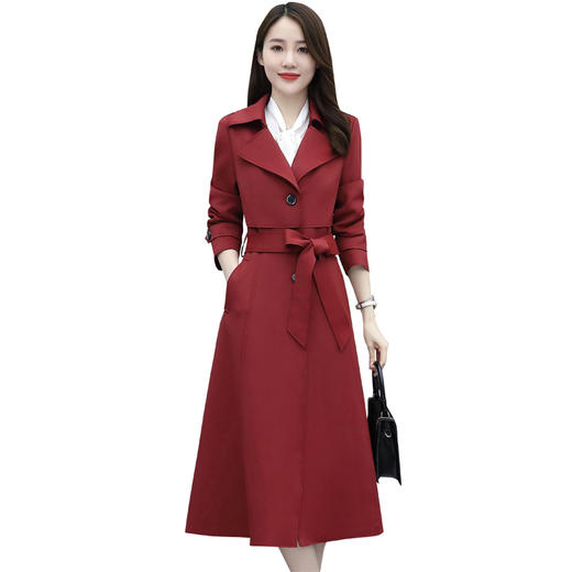 WZNH-MZYG2159秋季V领显瘦气质修身简约大气时尚潮流优雅风衣 商品图3