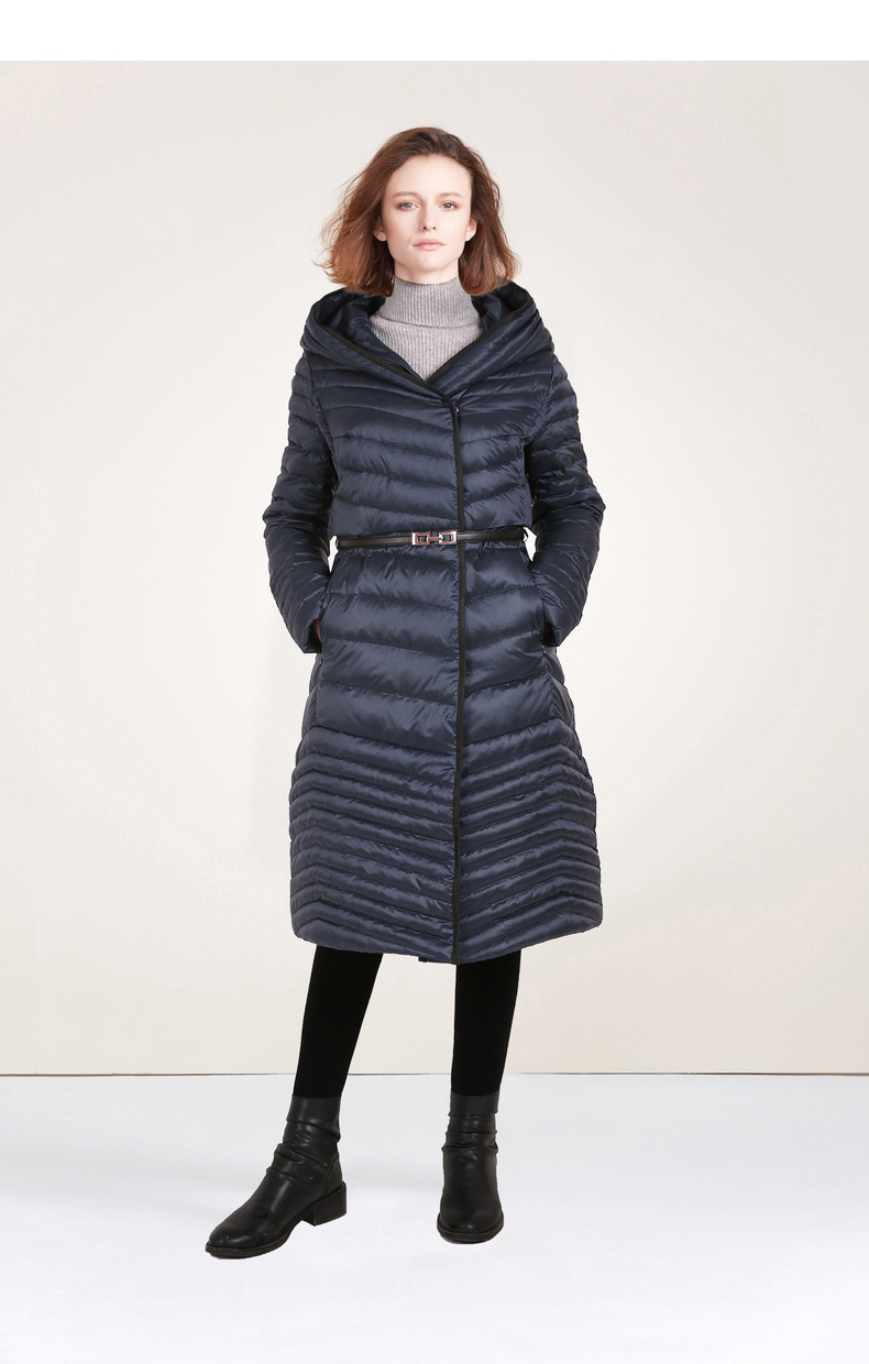 舒朗冬装新款白鸭绒中长款修身保暖羽绒服外套女dsu4i17