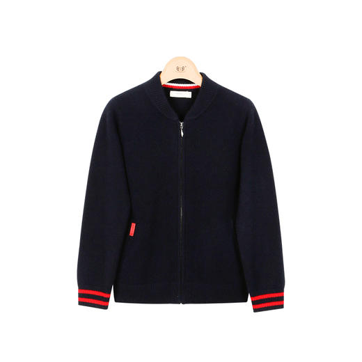 mette羊绒世家童装100%山羊绒开衫外套中大童男宝棒球领针织外套 商品图6