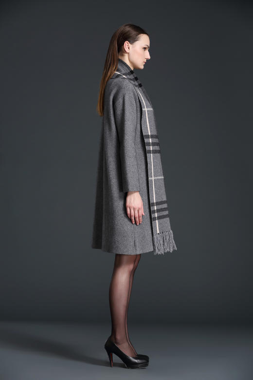 展厅【伯妮斯茵】时尚毛呢大衣织花围巾领153EC526 商品图1