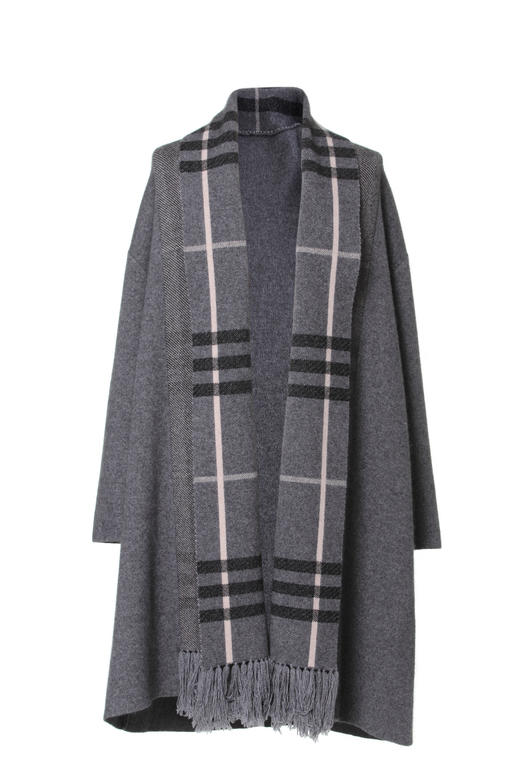 展厅【伯妮斯茵】时尚毛呢大衣织花围巾领153EC526 商品图3