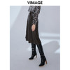 VIMAGE纬漫纪品牌女装冬款时尚百搭A摆显瘦高腰PU半身裙V1406023 商品缩略图2