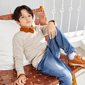 METTE羊绒世家童装V领100%山羊绒衫2020秋冬新品轻薄针织保暖毛衣