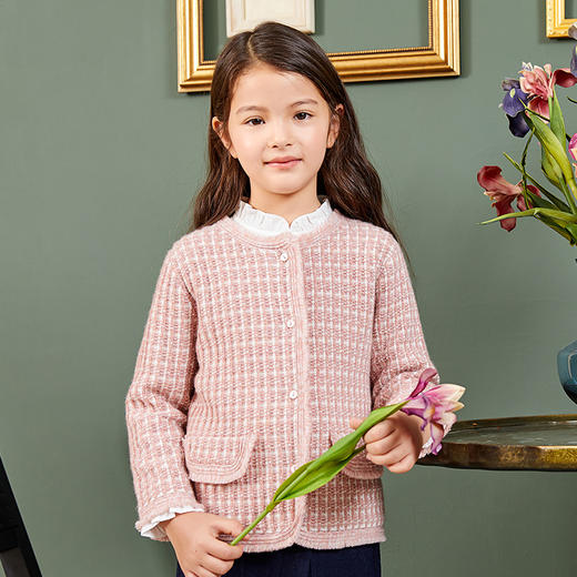 METTE羊绒世家童装羊绒外套2020秋冬女宝加厚保暖针织开衫小外套 商品图1