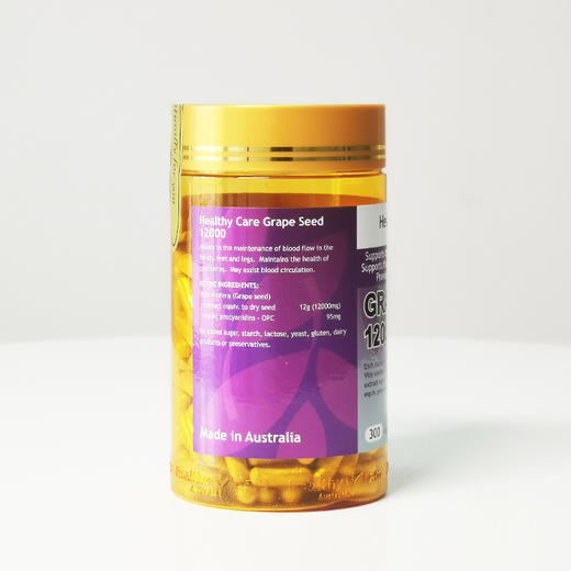 【保税仓】澳洲Healthy Care 葡萄籽抗氧精华胶囊 300粒/瓶 商品图2