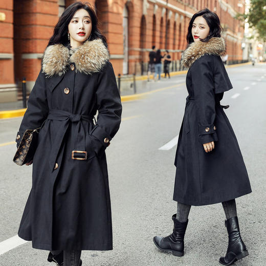 LJY-N056-1028女长款过膝90白鸭绒真毛领2020年冬时尚精品羽绒服 商品图1