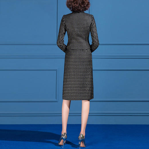 SSGS-42047时尚女神范毛呢套装裙千鸟格小西装裙子两件套 商品图1