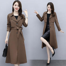 WZNH-MZYG2159秋季V领显瘦气质修身简约大气时尚潮流优雅风衣