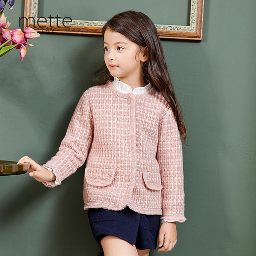 METTE羊绒世家童装羊绒外套2020秋冬女宝加厚保暖针织开衫小外套 商品图0