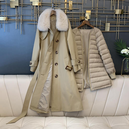 LJY-N056-1028女长款过膝90白鸭绒真毛领2020年冬时尚精品羽绒服 商品图3