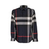 【二】BURBERRY 巴宝莉 男士蓝色格纹弹力棉府绸长袖衬衫 8018111 A1960 商品缩略图0