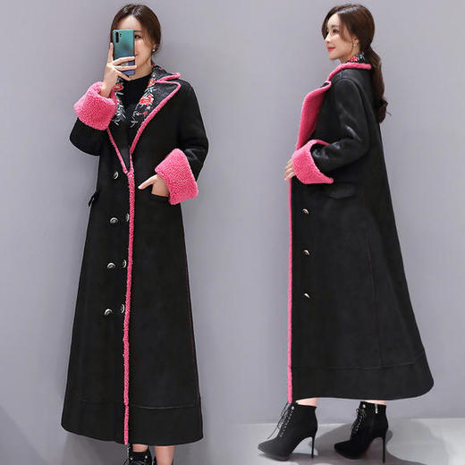 WZNH-ZMFS20887冬装新款皮毛一体加毛加厚中长款外套绣花 商品图4