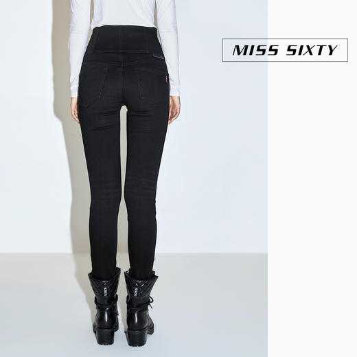 [江疏影同款]Miss Sixty2020冬季新款高腰紧身黑科技羊绒牛仔裤女604JJ2590800 商品图2