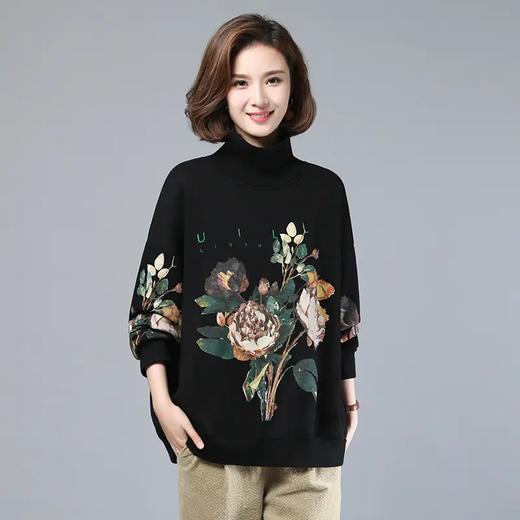 JYJ20196冬季新款高领印花套头加厚保暖百搭卫衣 商品图3