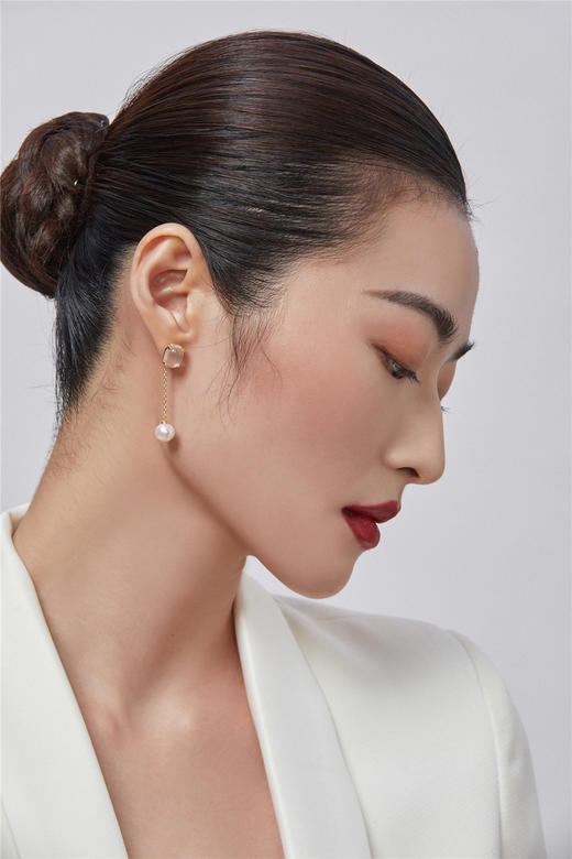 蔷薇水晶珍珠耳线 商品图6