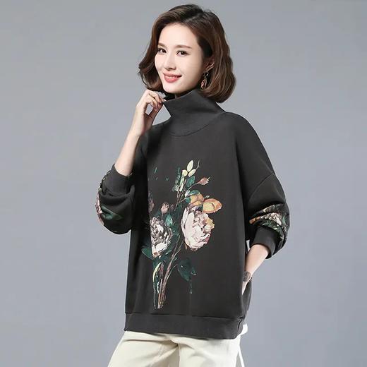 JYJ20196冬季新款高领印花套头加厚保暖百搭卫衣 商品图2