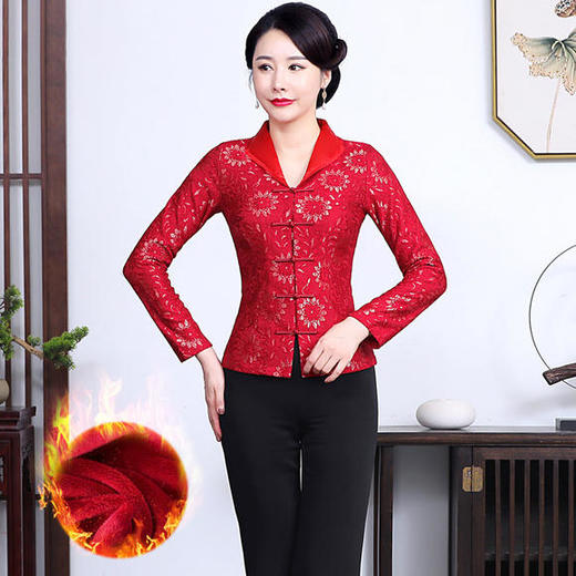 LYR-2146秋冬婚宴服大码加绒加厚蕾丝唐装套装 商品图3